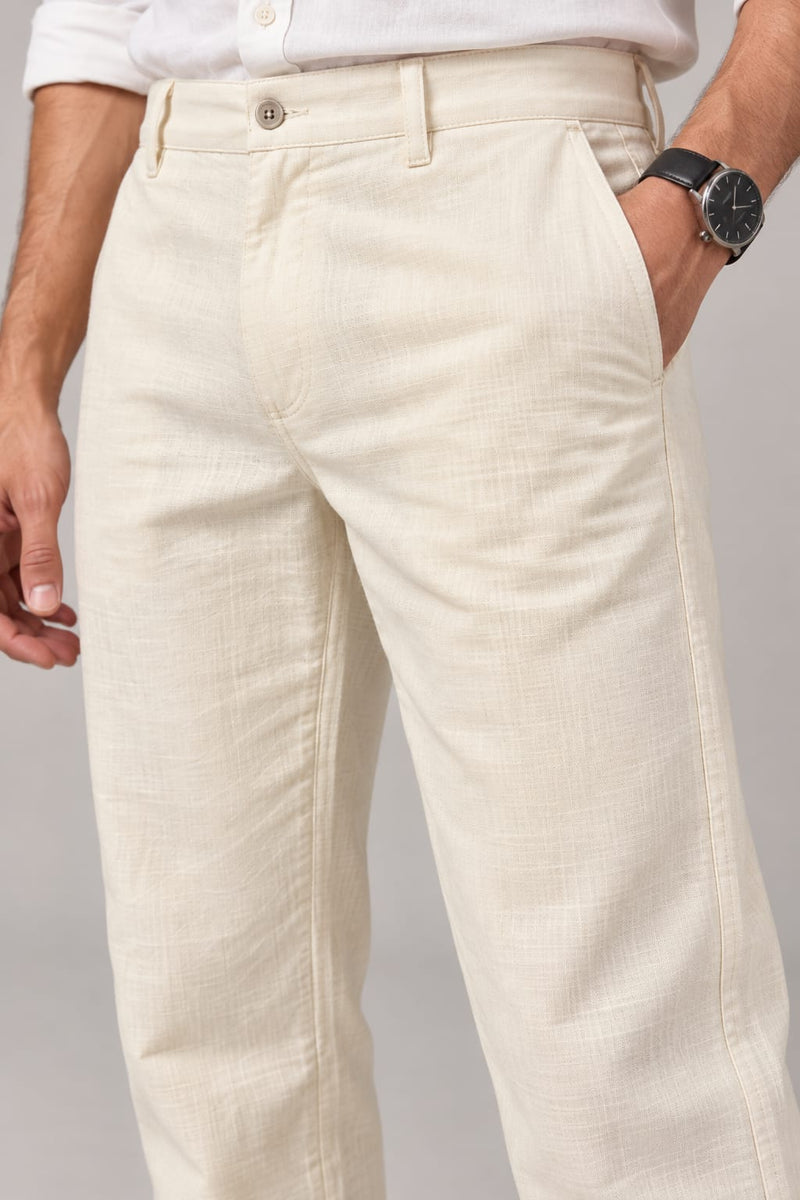 Men's Premium Cream Textured Formal Trousers for Men Copy title