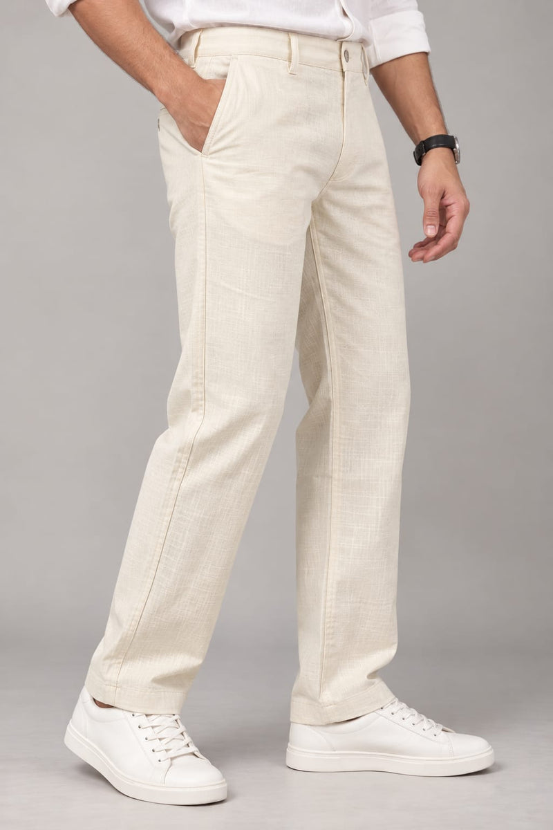Men's Premium Cream Textured Formal Trousers for Men Copy title