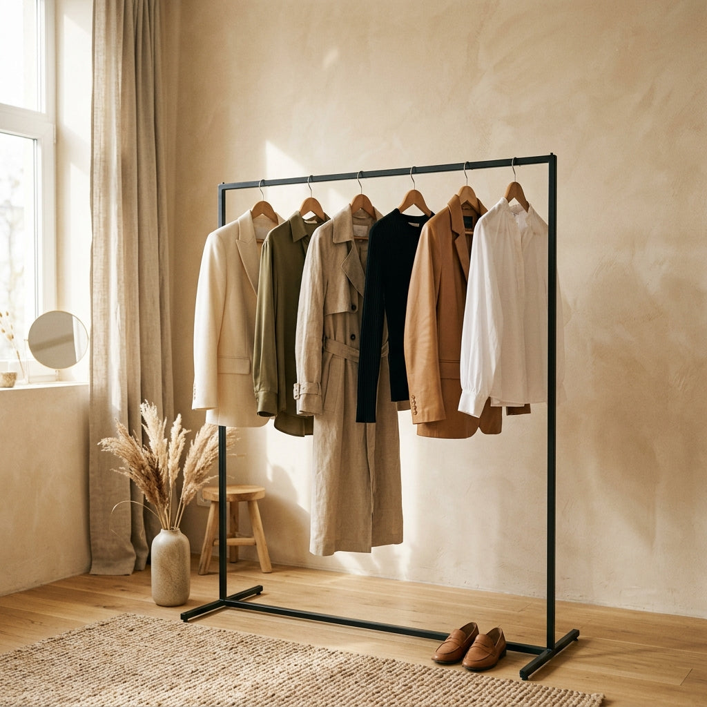 Garments hanging on clothing rack